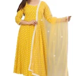 miss fame Women's Cotton Anarkali Kurta with Pants and Dupatta