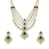 KUSHAL'S Fashion Jewellery Ruby Victorian Polished Copper Kundan Necklaceset with Earrings and adjustable Thread, Best for Casual Wear & Special Occasion -