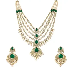 KUSHAL'S Fashion Jewellery Ruby Victorian Polished Copper Kundan Necklaceset with Earrings and adjustable Thread, Best for Casual Wear & Special Occasion -
